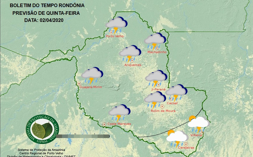 AMANHÃ: Confira a previsão do tempo para o segundo dia de abril em Rondônia