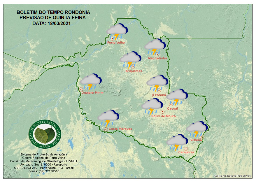 CLIMA: Veja a previsão do tempo para esta quinta-feira (17) em Rondônia