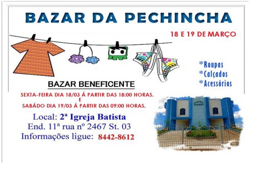 Segunda Igreja Batista realizará Bazar da Pechincha