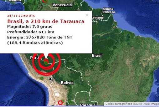 Seis tremores são registrados na tríplice fronteira nas últimas 24 horas