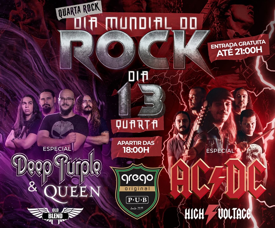 QUARTA-FEIRA: Dia Mundial do Rock terá shows especiais da Deep Purple, Queen e AC DC