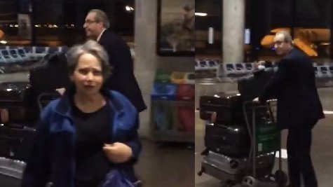 Mulher que atirou chinelo em Cunha passa as noites no aeroporto