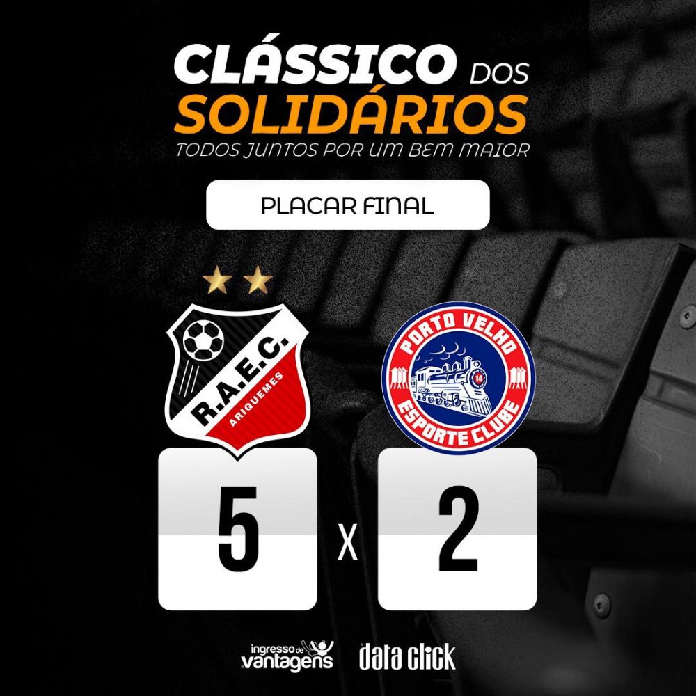 CLÁSSICO DOS SOLIDÁRIOS: Real Ariquemes vence duelo solidário diante do Porto Velho