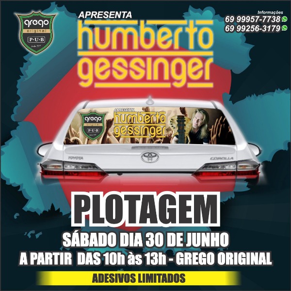 ADESIVOS LIMITADOS: Garanta ingresso do show de H. Gessinger plotando seu carro