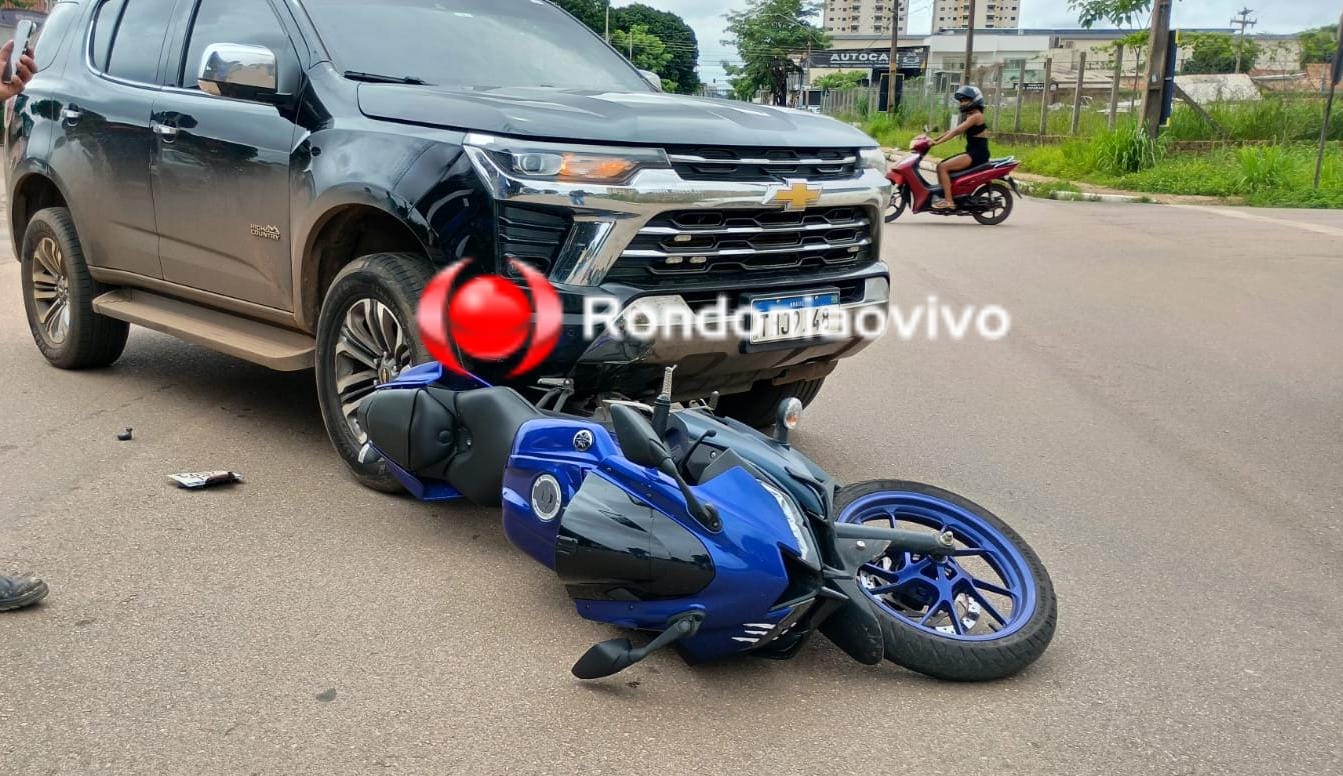 ACIDENTE: Caminhonete sai de posto e atinge motociclista em Porto Velho 