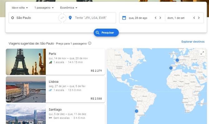 VOOS: Google estende ferramenta de comparação de preços de viagens