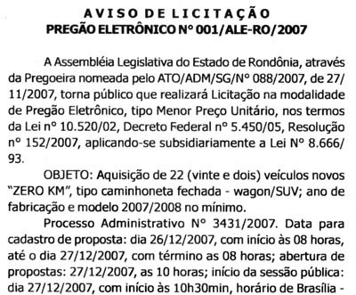 Desperdício do dinheiro público: Assembléia licita 22 camionetas de luxo para os deputados -