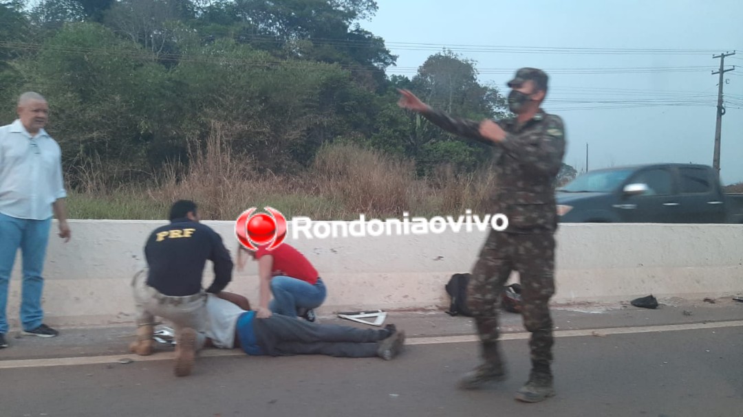 ATROPELAMENTO: Motociclista fica inconsciente após ser atingido por carro na BR-364