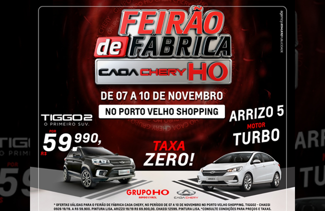 Confira o Feirão de Fábrica Caoa Chery no Porto Velho Shopping