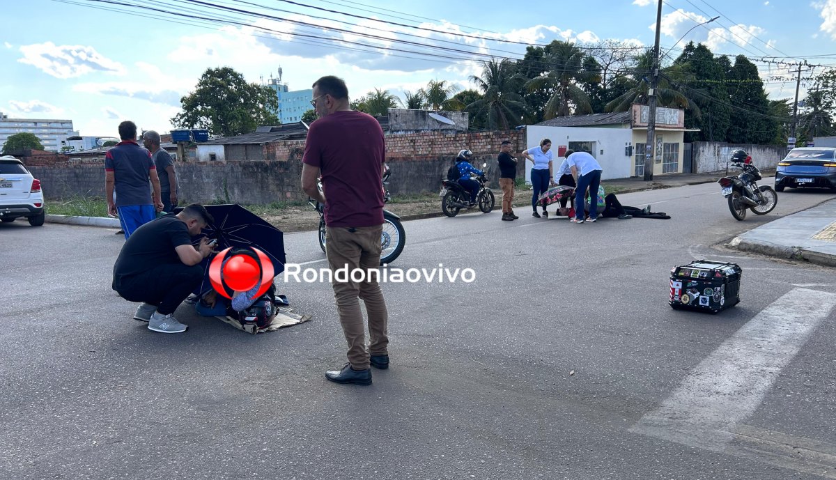 VÍDEO: Grave colisão entre motos deixa homem e mulher feridos