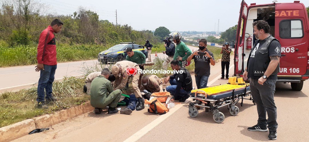 GRAVÍSSIMO: Acidente com moto de alta cilindrada deixa duas pessoas feridas na BR-364