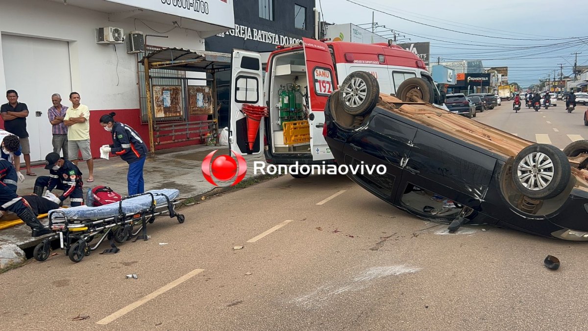 CAUSADOR FUGIU: Motorista de app fica gravemente ferido em capotamento