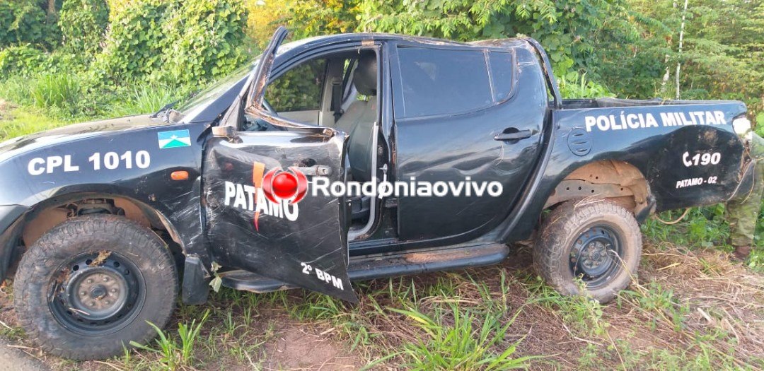 CAPOTAMENTO: Viatura da PM se envolve em grave acidente em rodovia de Rondônia