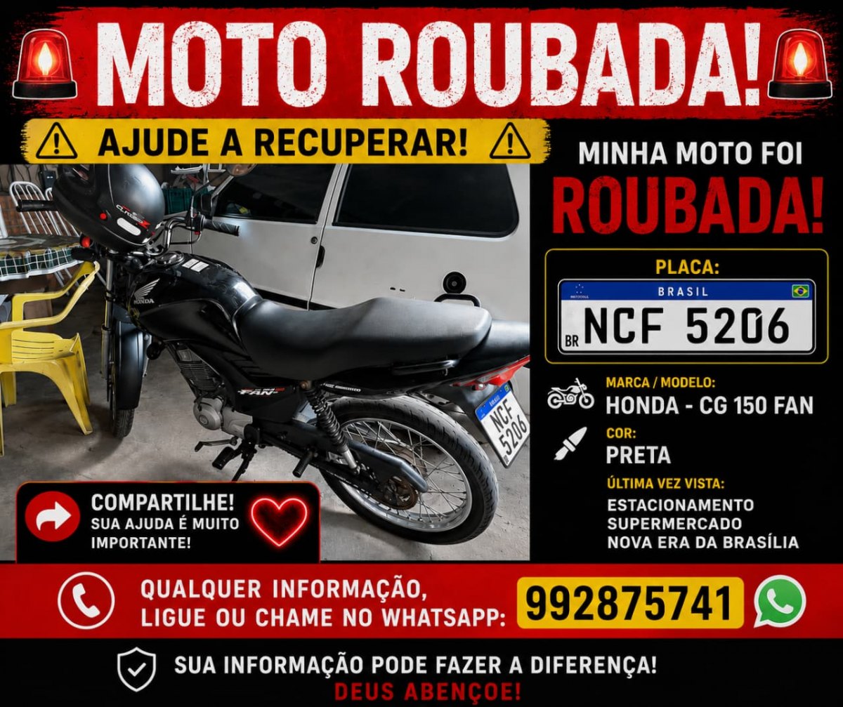 LADRÃO FILMADO: Moto de promotor de vendas é furtada no estacionamento de supermercado
