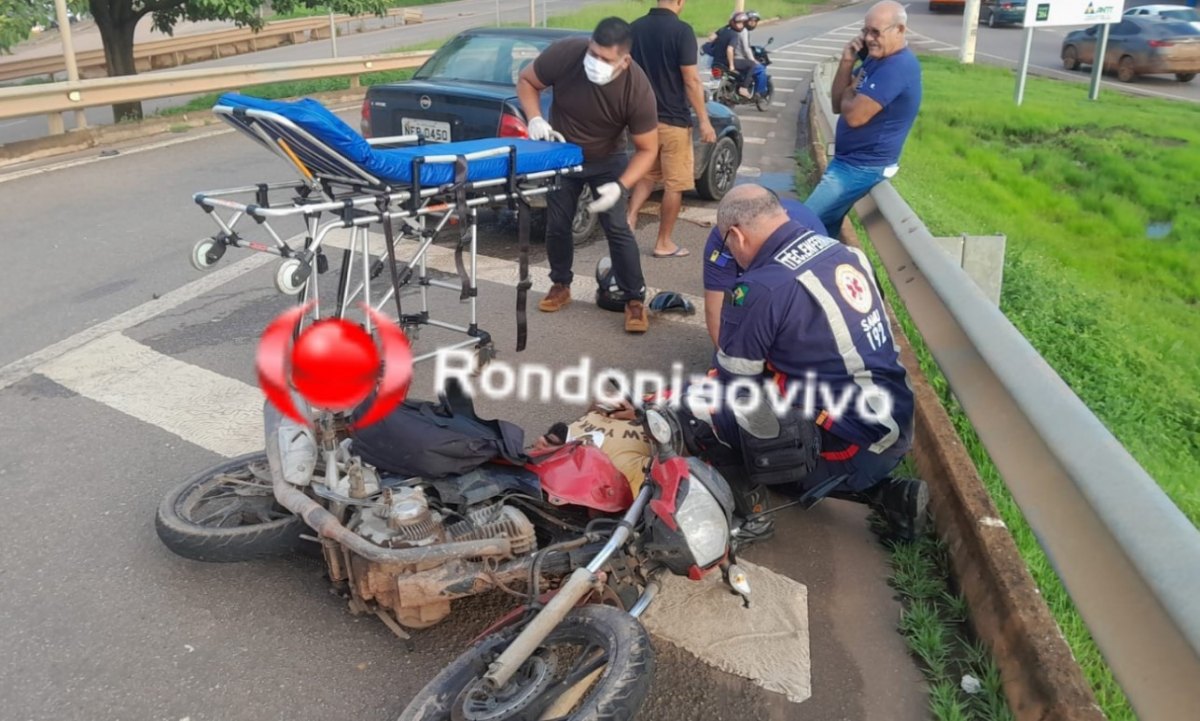 URGENTE: Motociclista sofre grave acidente ao subir viadutos na contramão