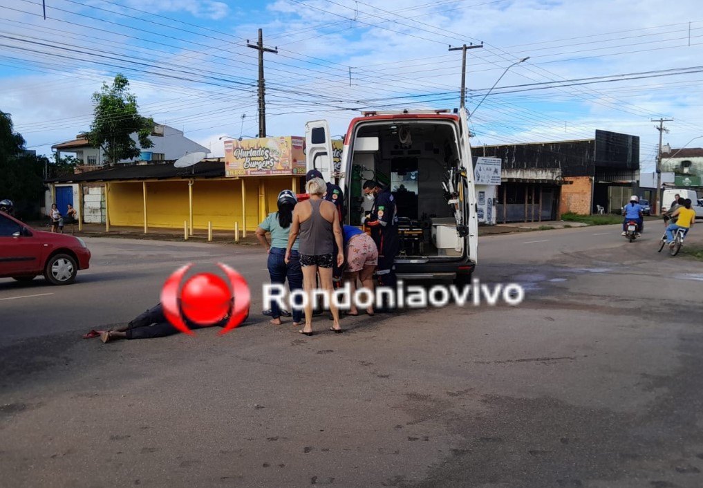 IMPRUDÊNCIA: Mulher avança preferencial e deixa moto aplicativo e passageira feridos