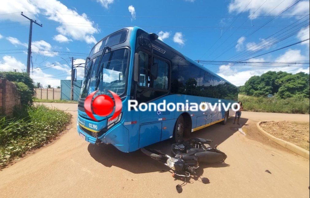 INVADIU: Acidente entre ônibus e moto deixa uma vítima na Avenida Caúla