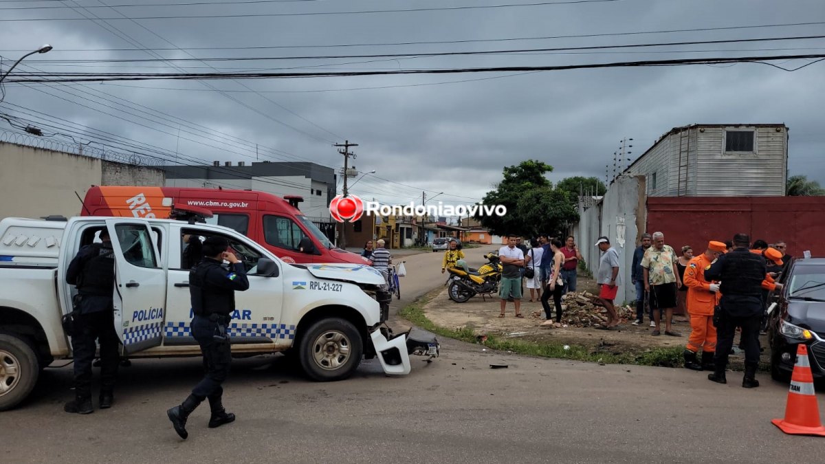 URGENTE: Viatura da PM se envolve em grave acidente no Centro
