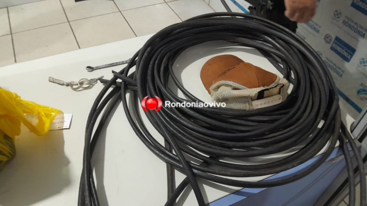 VÍDEO: Ladrão sobe em torre de 50 metros para furtar cabos e é preso pela PM na BR-364 