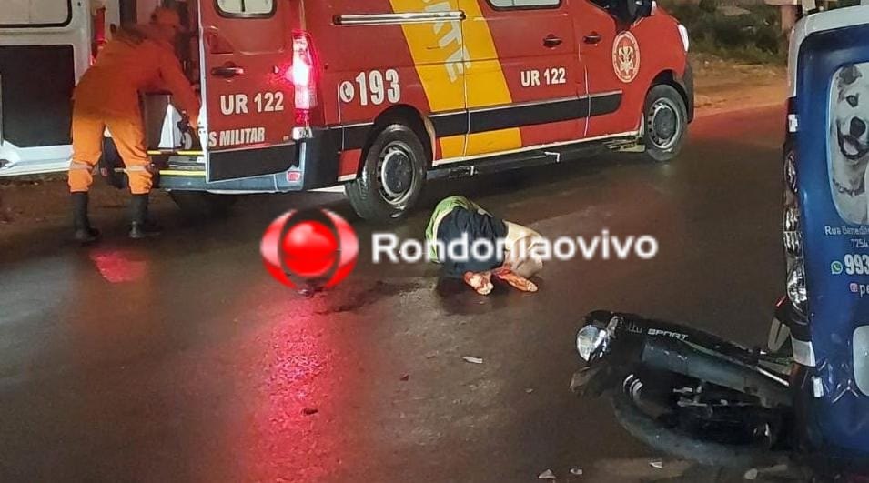 INCONSCIENTE: Motociclista fica em estado grave ao bater em cheio contra carro parado 