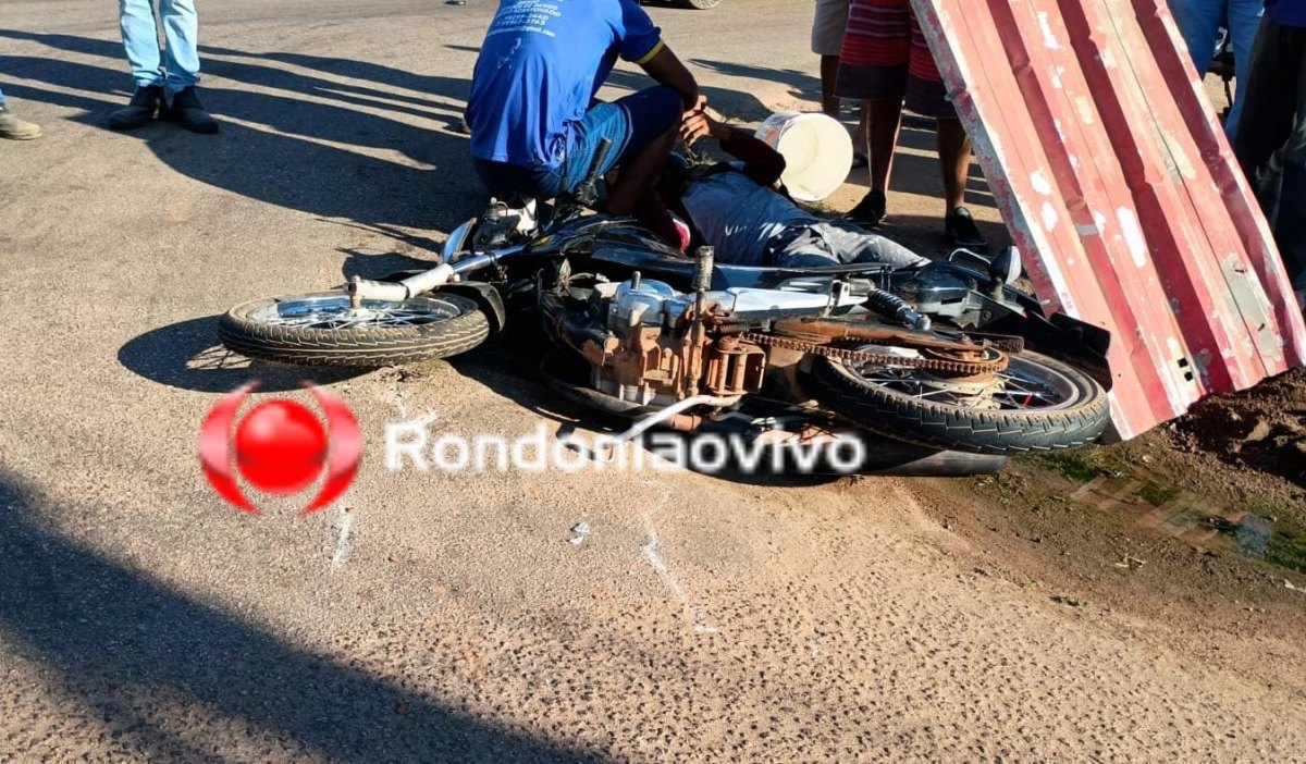 ESCAPOU DA MORTE: Grave acidente é  registrado entre moto e caminhão na Avenida Calama