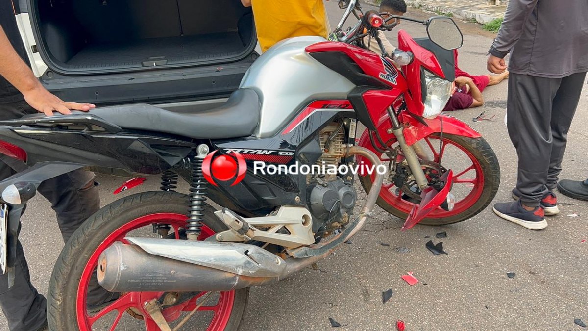 GRAVE: Motociclista fica desacordado após acidente na Dom Pedro II