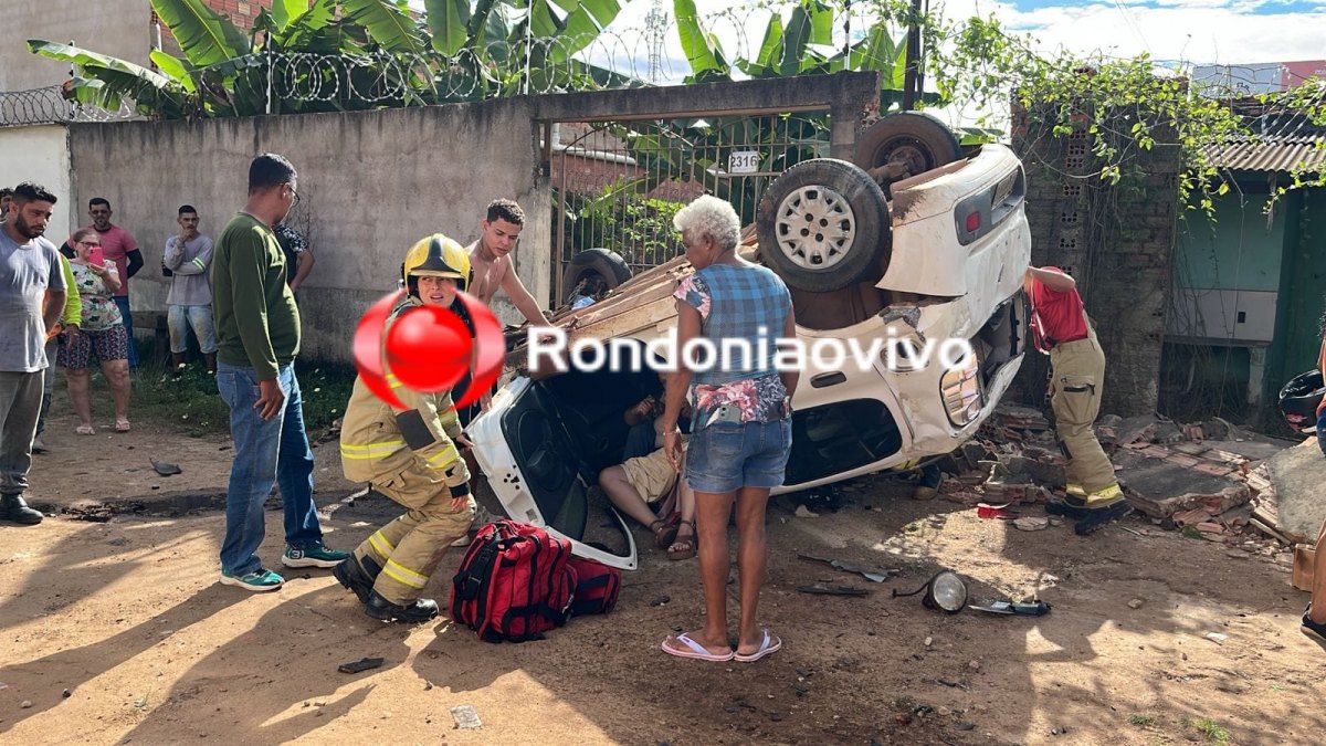 URGENTE: Grave capotamento deixa mulher presa às ferragens na Pinheiro