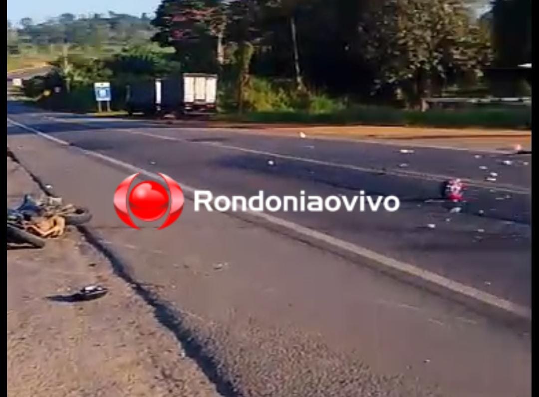 VÍDEO: Criança e motociclista morrem atropelados por caminhão na BR-364