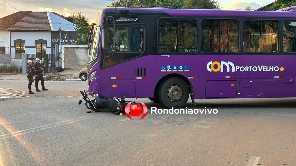 URGENTE: Motociclista escapa da morte em acidente envolvendo ônibus