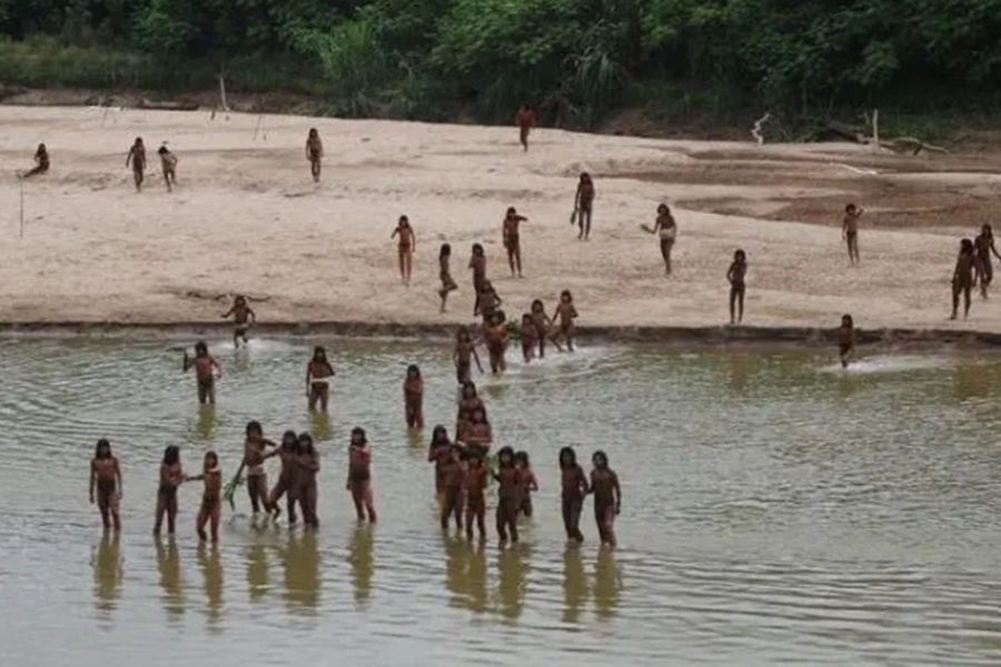 INÉDITO: Imagens revelam indígenas isolados da Amazônia em busca de comida