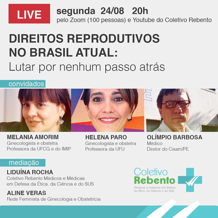 MÉDICOS: Coletivo Rebento promove Live nessa segunda-feira às 20h