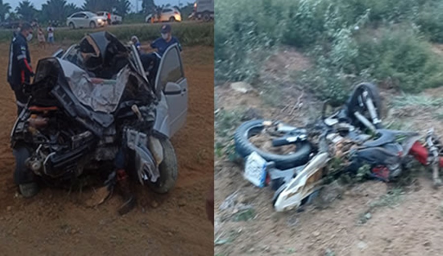 ACIDENTE: Colisão entre motocicleta e automóvel deixa três vítimas fatais em Machadinho do Oeste