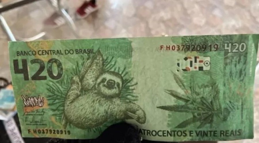 PREGUIÇA: Maconha com nota de R$ 420 e estampa do bicho é apreendida pela PF