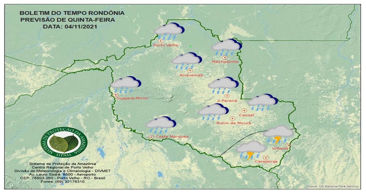 CLIMA: Confira a previsão do tempo para esta quinta-feira (04) em Rondônia 