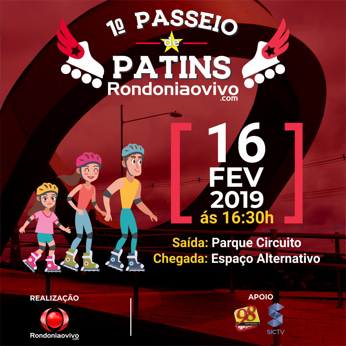 PASSEIO DE PATINS: Rondoniaovivo, Parecis FM e SIC TV comandam a festa neste sábado