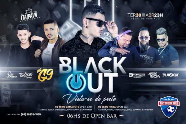 SORTEIO: Noite do Blackout  Vista-se de Preto