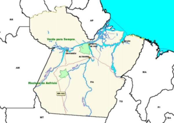 Área onde a Embrapa elabora plano de manejo sustentável - Mapa