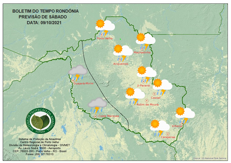 CLIMA: Confira a previsão do tempo para este sábado (09) em Rondônia 