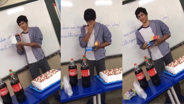 VÍDEO: Alunos fazem vaquinha e presenteiam colega carente com celular