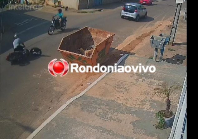 FILMADO: Vídeo registra acidente grave entre duas motos; vítima teve cabeça atingida