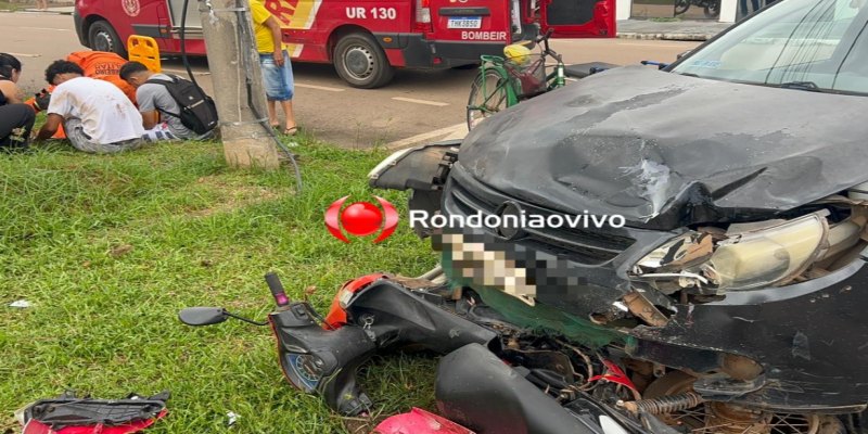 VEJA VÍDEO: Mulher vai parar dentro de bueiro em grave acidente no Centro